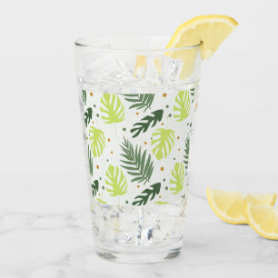 Copo De Pint Folhas tropicais e bolinhas na textura.