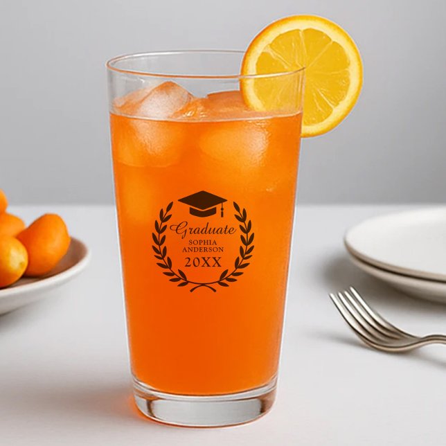 Copo De Pint Formando Laurel em preto Nome e Classe do Formando (Criador carregado)