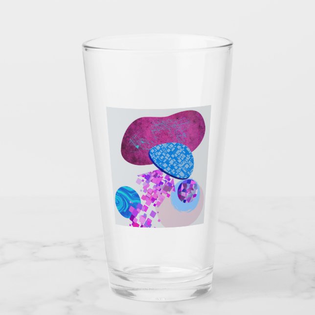 Copo De Pint Formas Modernas em roxo e ciano (Frente)