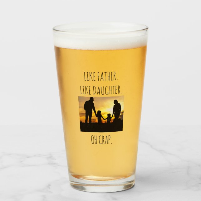 Copo De Pint Foto Como Pai Como Filha/Filho (Frente (Preenchido))