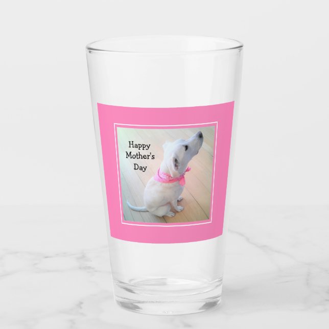 Copo De Pint Foto de cachorro branco fofo vestindo cachecol ros (Frente)