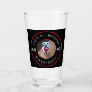 Copo De Pint Foto de Cão Grinning Birthday 40 Black and Red