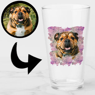 Copo De Pint Foto de Lover-do-cão Lilac-Rosa-Rosa Úmido de Grun
