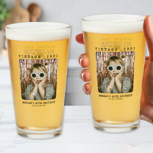 Copo De Pint Foto Personalizada de Aniversário Retro Vintage