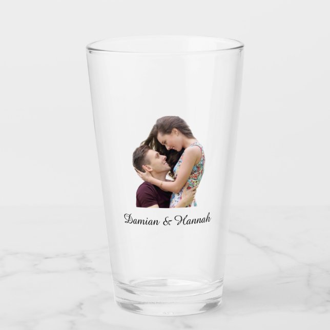 Copo De Pint Foto personalizada de presente de Casal personaliz (Frente)