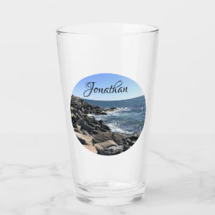 Copo De Pint Foto redonda no oceano Atlântico Rocky Shoreline 