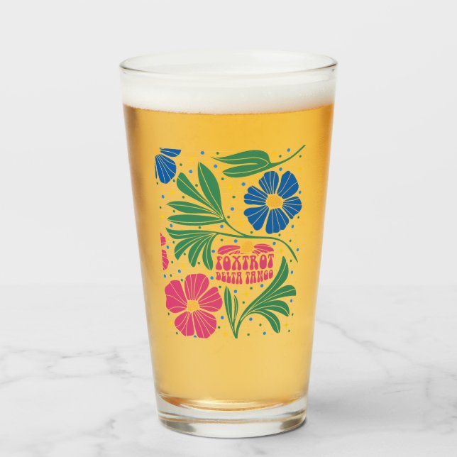 Copo De Pint Foxtrot Delta Tango Flower Boho (Frente (Preenchido))