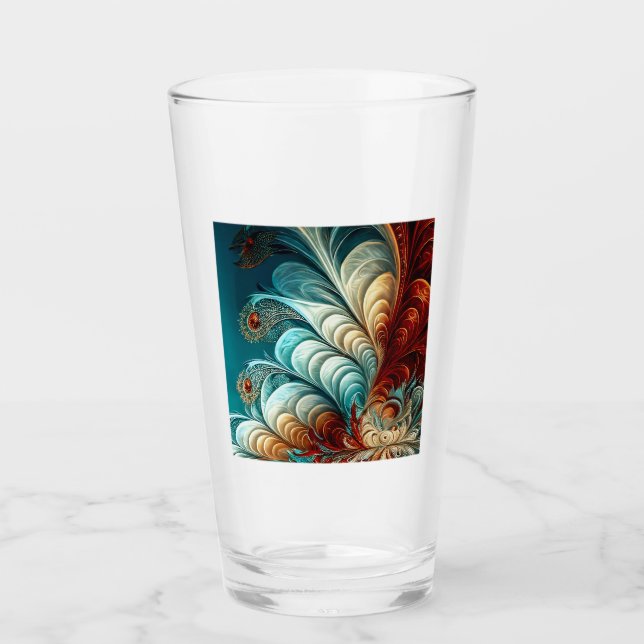 Copo De Pint Fractal Feather Glass Tumbler (Frente)