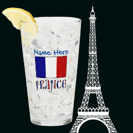 Copo De Pint França e Bandeira Francesa Azul Bebidas Personaliz