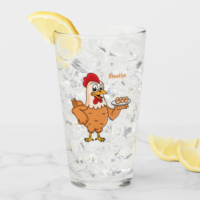 Copo De Pint Frango com ovos no prato desenho animado (Gelo frontal)