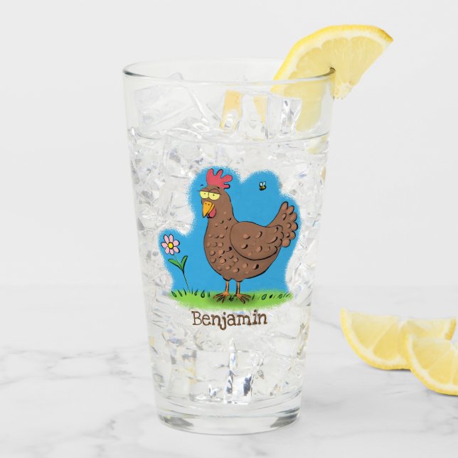 Copo De Pint Frango engraçado rústico caprichoso desenho animad (Gelo traseiro)