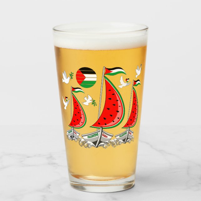 Copo De Pint Freedom Global Sumud Flotilla Boats para Gaza (Frente (Preenchido))