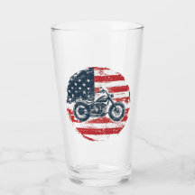 Freedom Ride: Retro Motorcycle and American Flag