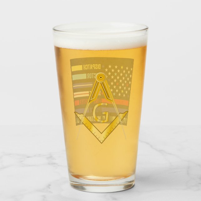 Copo De Pint Freemason First Responde Garrafa de Água (Traseira (Preenchido))
