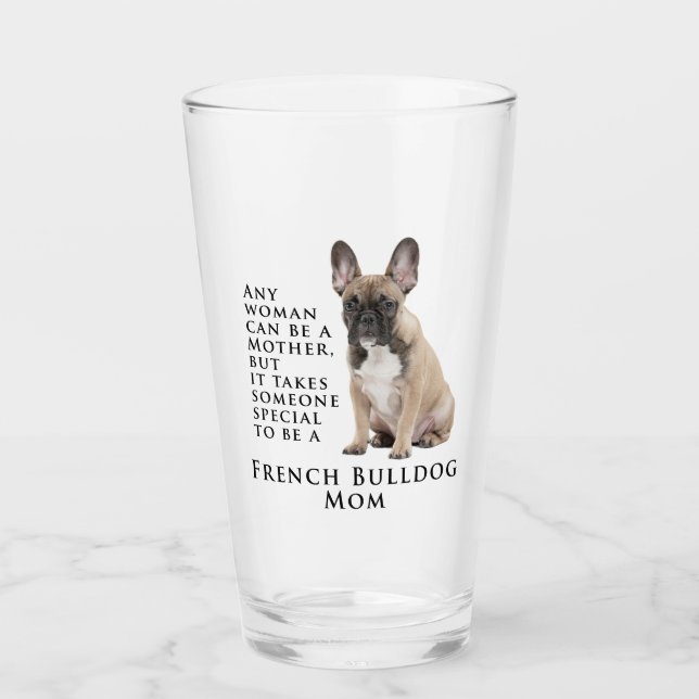 Copo De Pint Frenchie Mãe Glass Tumbler (Frente)