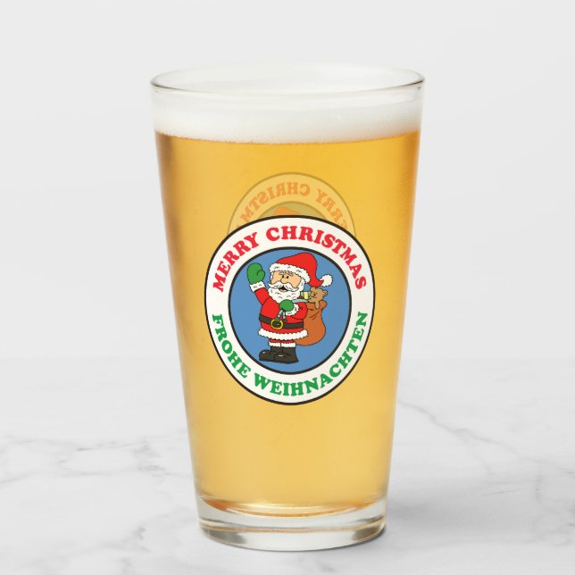 Copo De Pint Frohe Weihnachten Papais noeis de Natal Alemães (Frente (Preenchido))