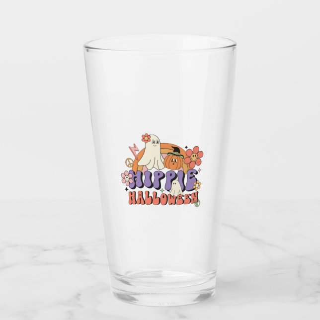 Copo De Pint Fun Halloween Designs Hippie Halloween Retro (Frente)