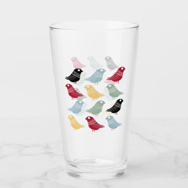 Copo De Pint Funky Scandi Birds Modern Meio século (Frente)