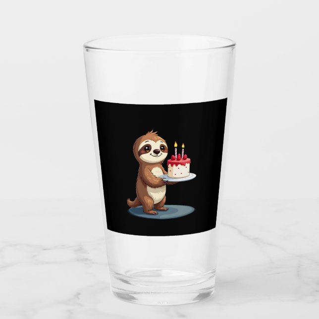Copo De Pint Funny Birthday Cake with Sloth Costume for Boys an (Frente)