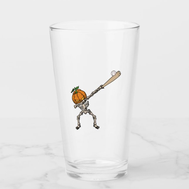 Copo De Pint Funny Dabbing Pumpkin Head Baseball Gift Idea (Frente)