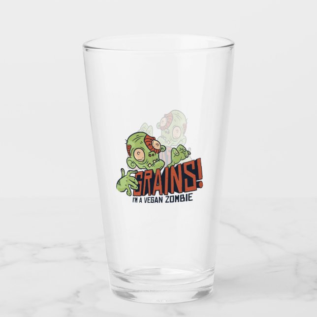 Copo De Pint Funny Vegan Teen Graphics ZOMBIE QUER GRÃOS (Frente)