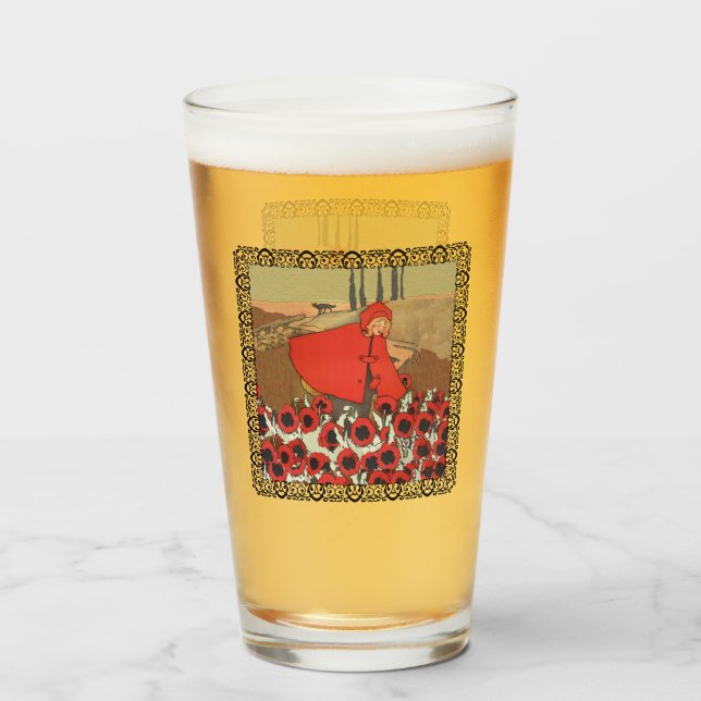 Copo De Pint Furo das Flores Vermelhas no Morro (Frente (Preenchido))