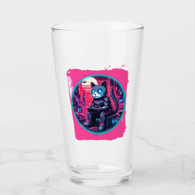 Copo De Pint Futurística Feline Tech (Frente)