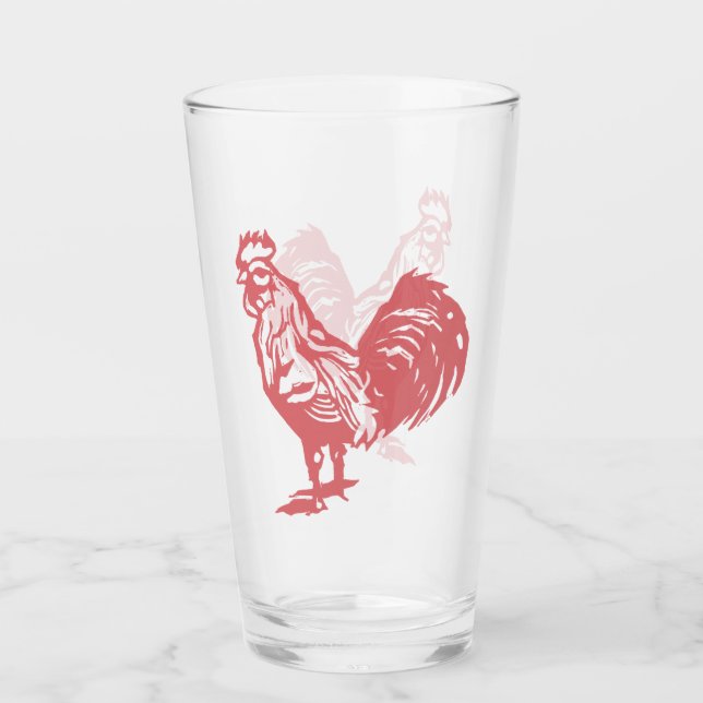 Copo De Pint Galo Vermelho no Estilo de Impressão de Letra (Frente)