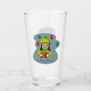 Copo De Pint Garota com caixa de presentes de Natal