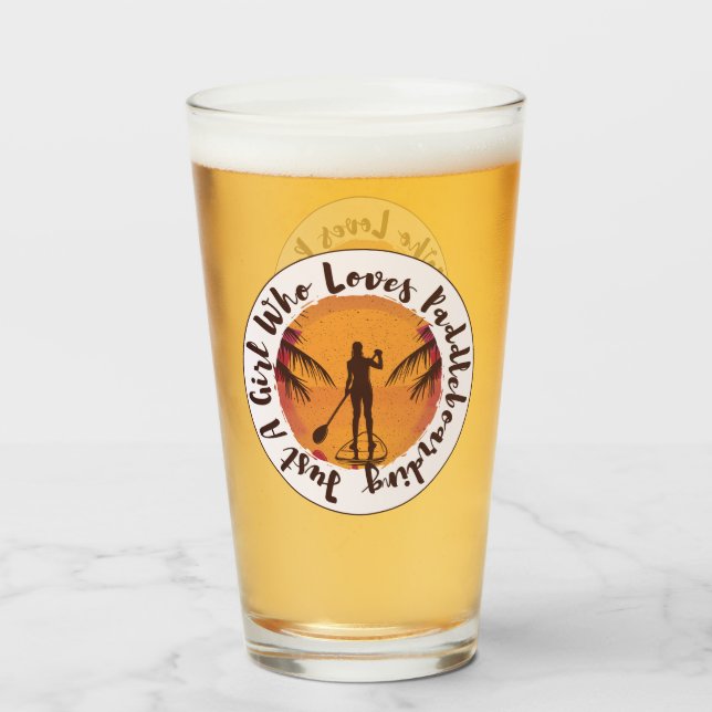 Copo De Pint  Garota que Ama Paddleboarding (Frente (Preenchido))