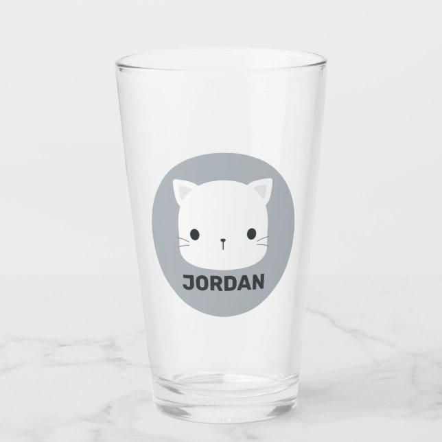 Copo De Pint Gatinho Fofo com Nome Personalizado (Frente)