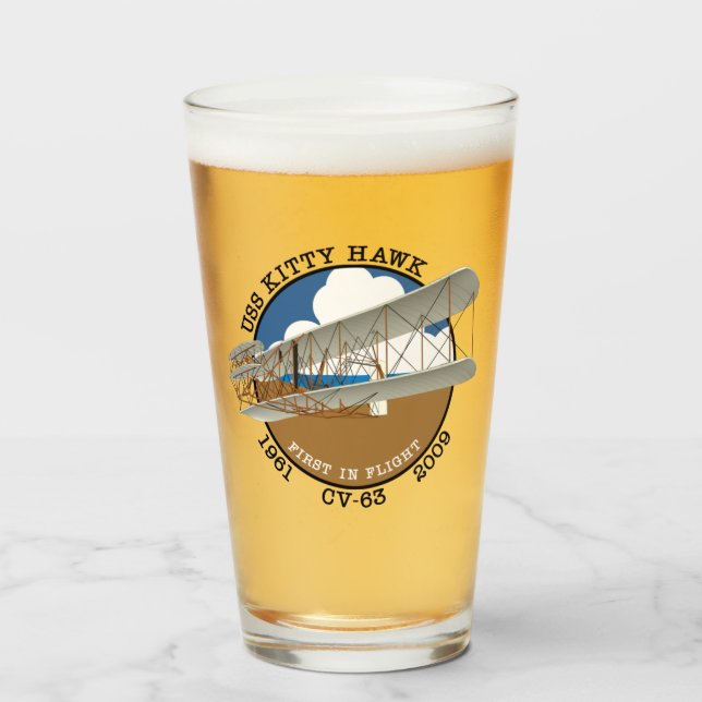 COPO DE PINT GATINHO USS HAWK CV-63 TUMBLER 1961-2009 (Frente (Preenchido))