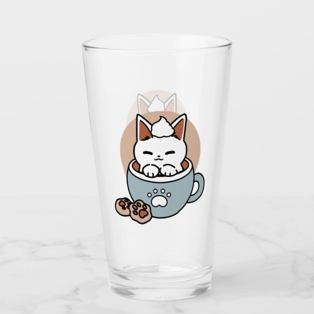 Copo De Pint Gato Adorável no Design de Férias de Mug - Gato e  (Frente)