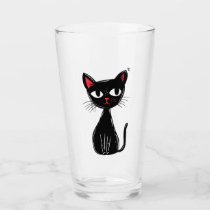 Copo De Pint Gato de cartoon preto-branco