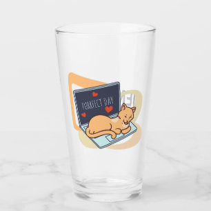 Copo De Pint Gato de computador adormecido bonito