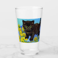 Gato de estilo Van Gogh com Sunflower