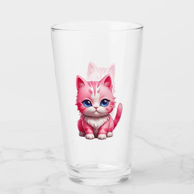Copo De Pint Gato de Gatinho Rosa Gelado (Frente)