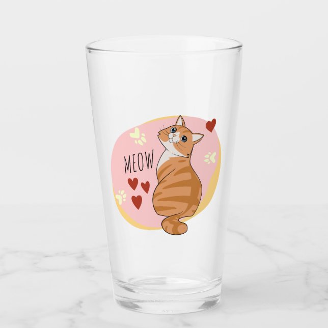 Copo De Pint Gato de laranja bonito (Frente)
