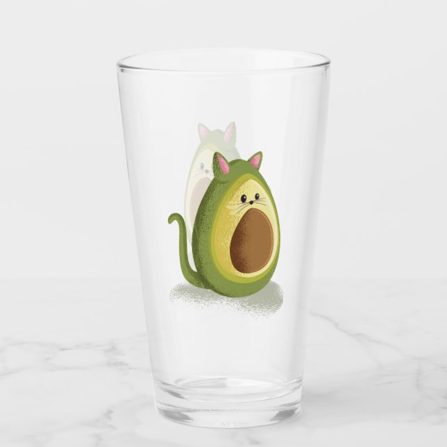 Copo De Pint Gato Engraçado Avocado Engraçado Gráfico de Adoles (Frente)