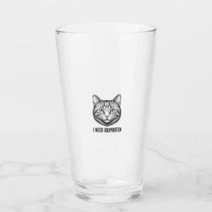 Copo De Pint Gato Engraçado Ibuprofeno Design de Gravura Vintag