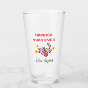 Copo De Pint Gato Feliz com Flores