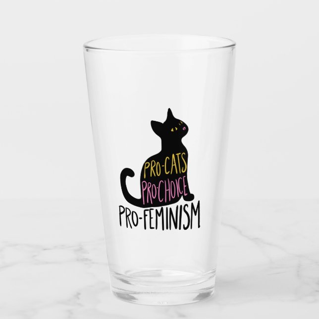 Copo De Pint Gato negro pró-feminista pró-gata (Frente)