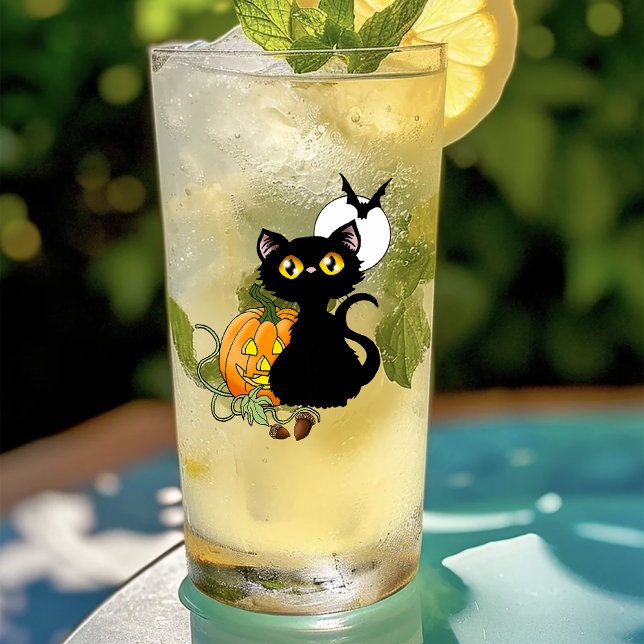 Copo De Pint Gato Negro Puro de Abóbora de Halloween (Criador carregado)