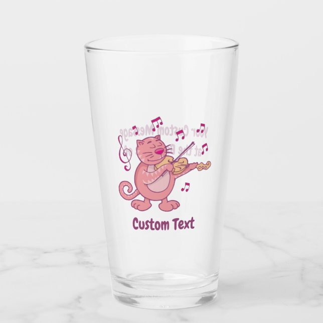 Copo De Pint Gato Rosa com Vidro de Violino (Frente)
