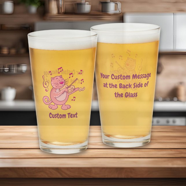 Copo De Pint Gato Rosa com Vidro de Violino (Criador carregado)
