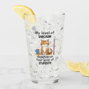Copo De Pint Gato Sarcástico - Arte Laranja Engraçada