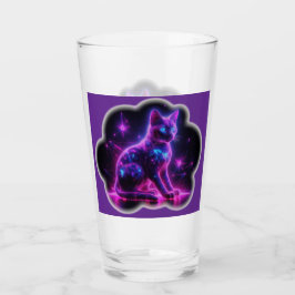 Copo De Pint Gato Siamês Neon Roxo Com Olhos Azuis & Starburst