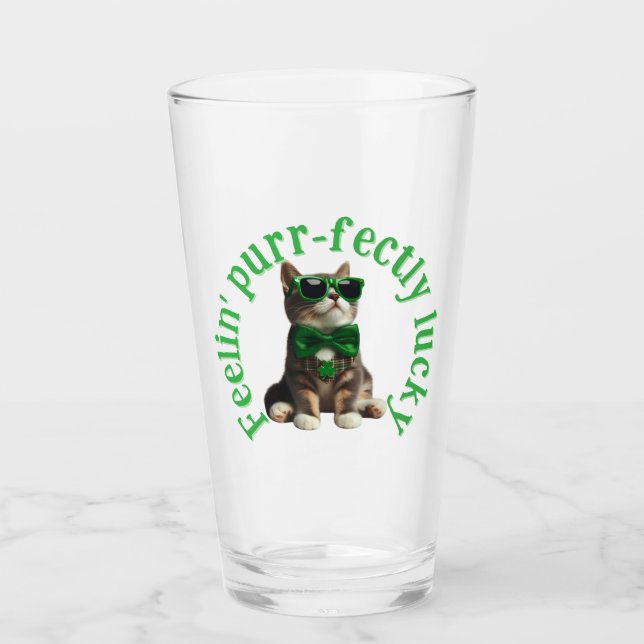 Copo De Pint Gato Sortudo e Perfeitamente Sentido (Frente)
