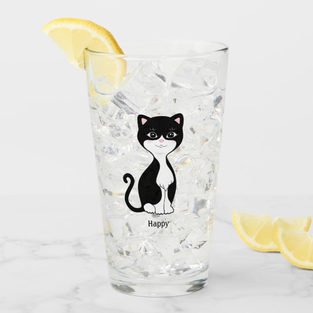 Copo De Pint Gato Tuxedo Fofo e Feliz (Gelo frontal)