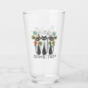 Copo De Pint Gatos Atômicos Pretos Retro Meados do Século MCM
